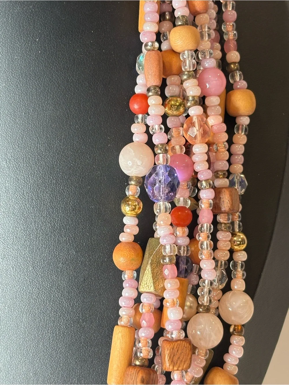 Vintage Joan Rivers Collection Pink Multi Strand Glass Bead 18